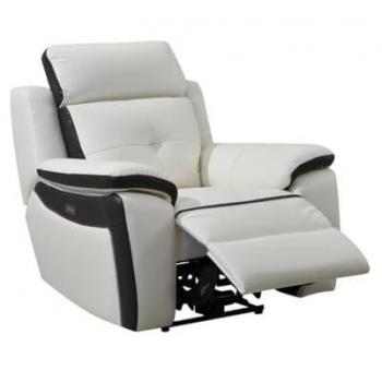 Sillón Relax Eléctrico de Piel ANGELIQUE - Blanco/Antracita