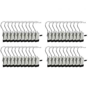 Set de 40 perchas giratorias para botas con clip metálico, organizadores de armario, hwd: 10.5x5x2 cm, color plata/negro