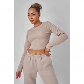 Long Sleeve Ribbed Top Stone