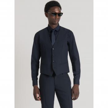 Antony Morato Men's Blue Polyester Buttoned Sleeveless Gilet Size L