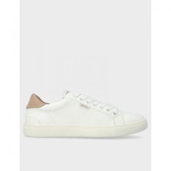 Mustang Zapatillas Deportivas Susan para Mujer, Color Blanco con Detalle en Marrón, Cierre de Cordones y Puntera Redonda