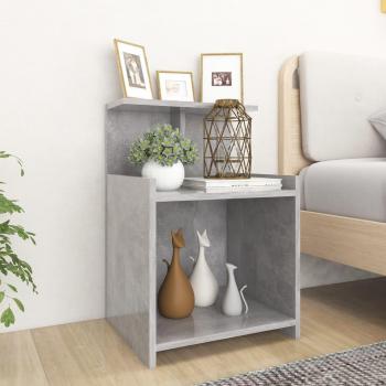 Mesita de noche de hormigón gris 40x35x60 cm madera multicapa
