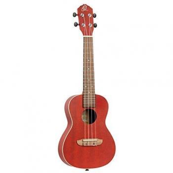 Ortega Guitars RUFIRE Earth Series Concert Sized Acoustic Ukulele, See Thru Red