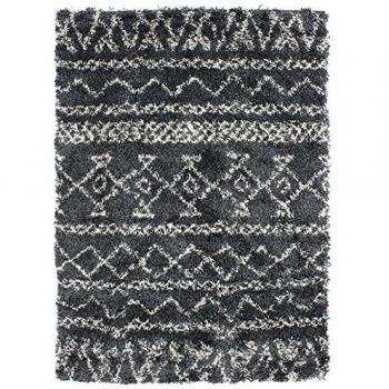 Alfombra de pelo largo estilo étnico escandinavo 133 x 190 cm Azul TRIBAL CHIC
