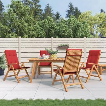 Reclining Teak Garden Chairs with Cushions - Set of 4