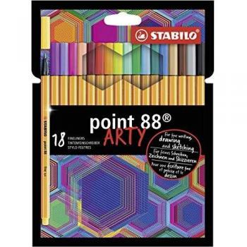 Rotulador puntafina STABILO point 88 ARTY - Estuche con 18 colores