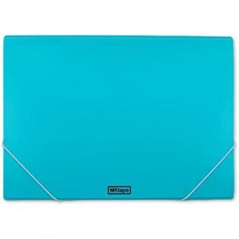 MKtape Carpeta de Solapas Portadocumentos - Cierre de Gomas - Tamaño Folio - Color Azul Pastel