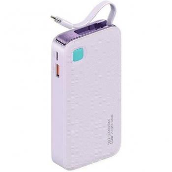Batería Externa Usams 10000 mAh con Cable USB-C Retráctil y Carga Rápida PD 20W - Serie XY Color Púrpura
