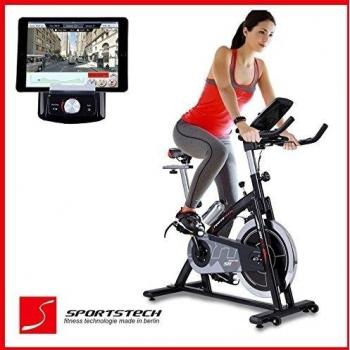 Sportstech SX200 bicicleta estática profesional con App control para Smartphone + Street View, disco inercia de 22Kg - Bicicleta estática de calidad profesional con sistema por correa de bajo ruido