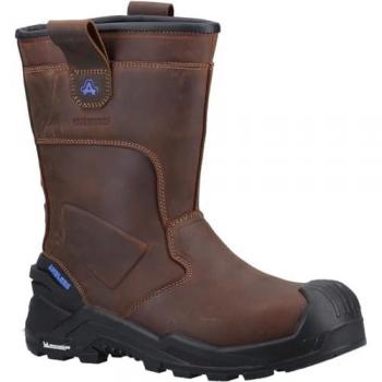 Amblers Safety Waterproof Brown Leather Rigger Boot for Men - Size UK 12