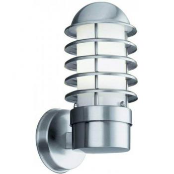 Lámpara de pared para jardín de exterior de acero inoxidable IP44, E27 - Searchlight Apliques Contemporáneos Louvre Acero Cromado 1 Luz E27
