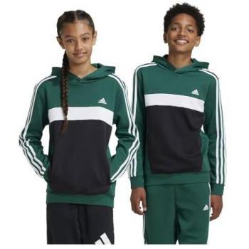 Sudadera con capucha infantil adidas Tiberio 3 Stripes Colorblock Fleece Verde 11-12 años