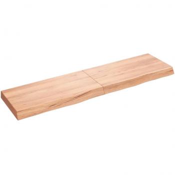 Estante de pared de madera de roble tratada 120x30x(2-6) cm, en colores natural, marrón claro y marrón oscuro, mueble de almacenaje estantería para oficina, estudio y dormitorio