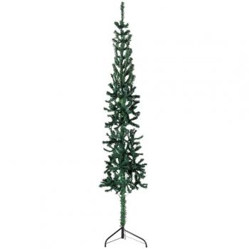vidaXL Slim Artificial Half Christmas Tree with Stand Green 210 cm