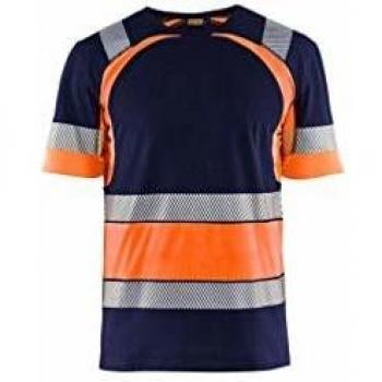 Blaklader High-Visibility T-Shirt, Navy Blue/Orange, Size XXL