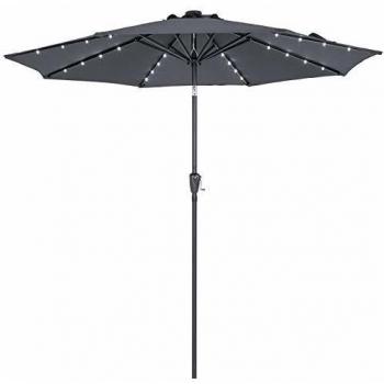 Sombrilla de Jardín LED Solar Miami Antracita Ø270cm con Protección UV 80+ y Mástil Desmontable