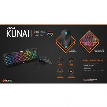 Kit gaming Krom Kunai - Ratón - Teclado - Alfombrilla