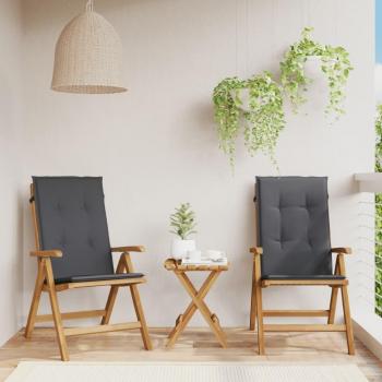 Reclining Teak Garden Chairs with Cushions - Set of 2