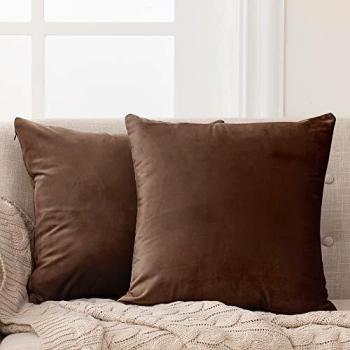 Deconovo Fundas para Cojines de Almohada del Sofá Cubierta Suave Decorativa Protector para Hogar 2 Piezas 60 x 60 cm Chocolate