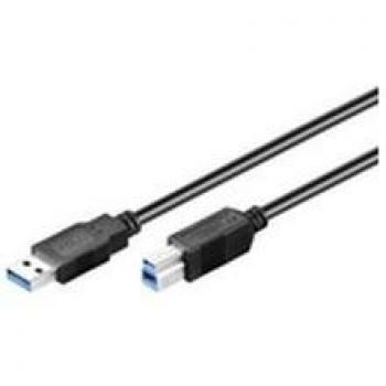 Cable de alta velocidad USB 3.0 A-B de 2 metros con conectores USB A y USB B, color negro
