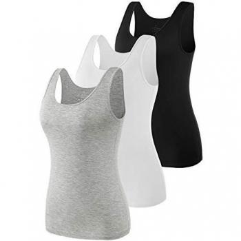 vislivin Camisetas sin Mangas Casuales elásticas Supersoft Camisole para Mujer Negro/Blanco/Gris L