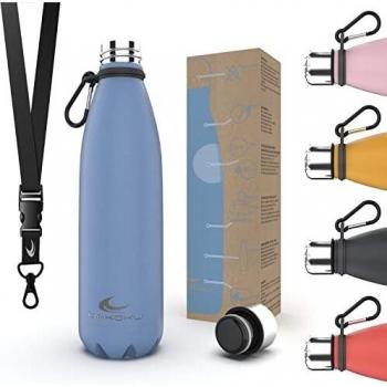 Daikoku Botella Acero Inoxidable,Botella Termica Doble Pared, Libre BPA, Botella de agua Deportiva Tapon Termico, Cantimplora Aislamiento Bebida 12h Fria 24h Caliente, Color Azul , Tamaño 500 ML