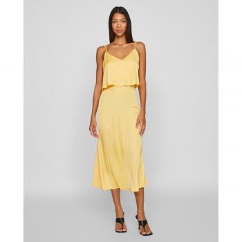 Vestido midi amarillo de tirantes Vila Olina