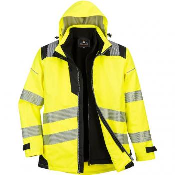 Chaqueta de trabajo 3 en 1 de alta visibilidad PW3 amarilla/negra resistente al agua y antimanchas M