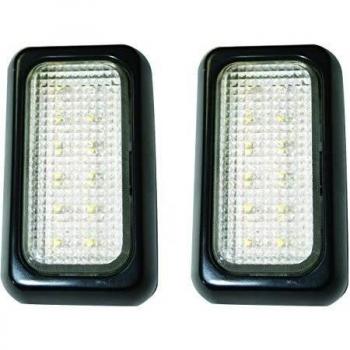 Set de 2 plafonniers / feux de remorque à LED.12 LEDs, 12V&24V, embase noire