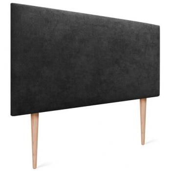 Cabecero Tapizado AQUALINE de Polipiel o Tela Liso Negro con Patas para Camas 70/80/90 (90x105cm)