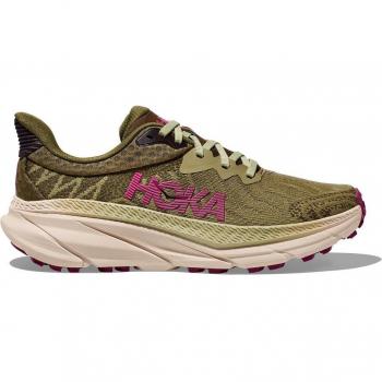 HOKA Women's Challenger 7 Trail Running Shoes in Forest Floor/Beet Root, Size 5.5
