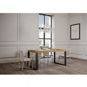 Mesa extensible 90x180/284 cm Tecno Quercia Natura estructura antracita