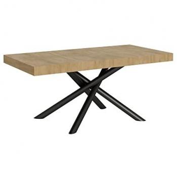 Mesa extensible Famas 90x180/284 cm Roble Natural con estructura antracita