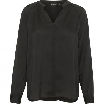 Elegant Black Long Sleeve V-Neck Blouse for Women by Soaked in Luxury