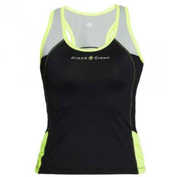 Camiseta Black Crown Santander Negro Lima Mujer - poliamida y poliéster - Ligereza, movilidad y comodidad dentro de la pista - Transpirable