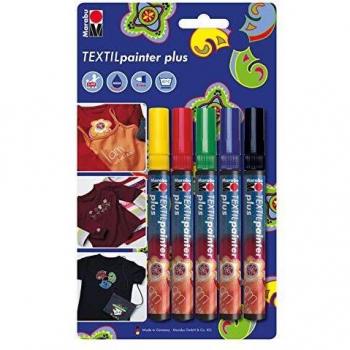 Rotuladores para Tela Marabu Textil Painter Plus - Set de 5 Sticks (3mm) para Textiles Claros y Oscuros