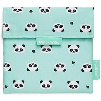 Roll'eat ® | Porta Sandwich Reutilizable, Bolsa Ecológica sin BPA, Porta Bocadillo de Color Panda - Snack'n'Go Animals