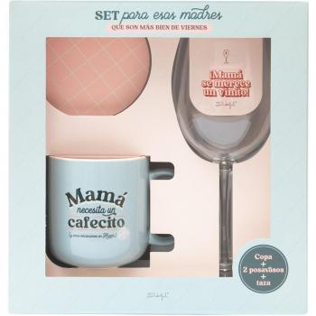 Set de copa de vino, posavasos y taza para mamás viernes - Mr. Wonderful
