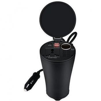 150W Inversor de corriente de Coche Transformador Voltaje Portable 12V a 220V con Dos Puertos para Cargar / Toma de Encendedor Mechero de Coche - Milool