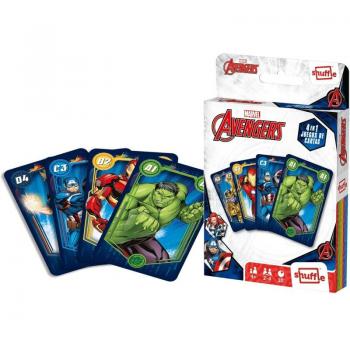 Fournier Shuffle Marvel Avengers 4 en 1 Juego de Cartas Infantil