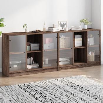 Librería Estantería con Ante de Madera Multicapa Marrón Roble 204x37x75 cm