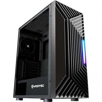 Nfortec Nervia Black ARGB Semitorre ATX con Panel Lateral de Cristal Templado y Conectividad USB 3.0