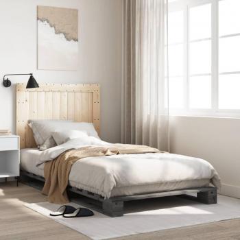 Cabecero redondo gris 100x200 cm madera maciza de pino Vidaxl