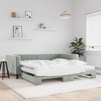 Sofá Cama Nido Extraíble Terciopelo Gris Claro 100x200 cm
