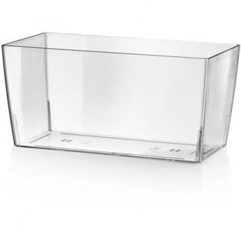 Jarrón rectangular transparente Tera de resina Coimbra para interior y exterior (25 x 13 x 13 cm)