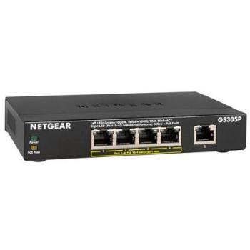 Netgear 5-Port Gigabit Ethernet Switch with 4 PoE+ Ports - Unmanaged Desktop Network Switch