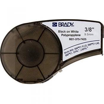 Brady ( M21-375-7425 ) Cinta de polipropileno para BMP21-PLUS; BMP21-LAB; BMP21 9.53 mm x 6.40 m Negro sobre blanco
