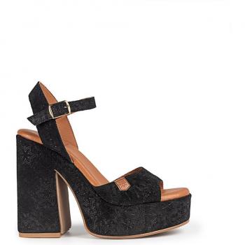 Sandalias de tacón Popa Monsul Grabado Negro