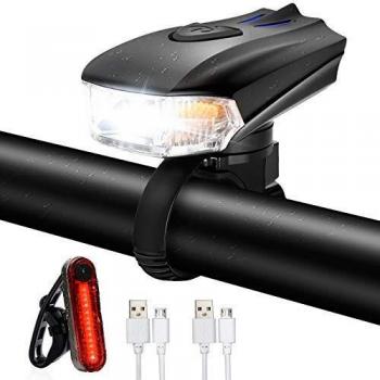 Ozvavzk Luces Bicicleta, Luces para Bicicleta LED Combinaciones de Faros Delanteros y Luces Traseras USB Super Brillante Impermeable LED Bicicleta Set Fáciles Instalar.