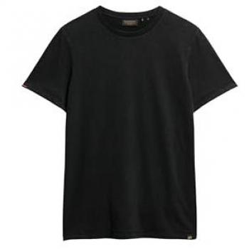 Camiseta de Manga Corta Flameada Superdry para Hombre, Cuello Redondo, Color Negro, Algodón, Talla S